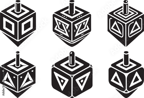 Dreidel set silhouette vector art