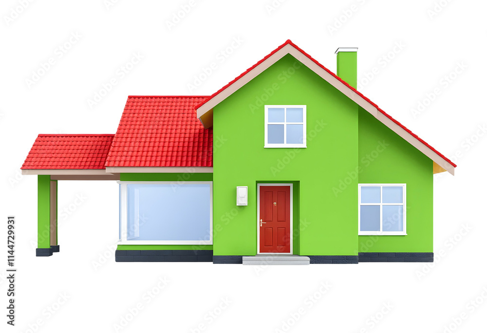 green house with red roof green house with red roof