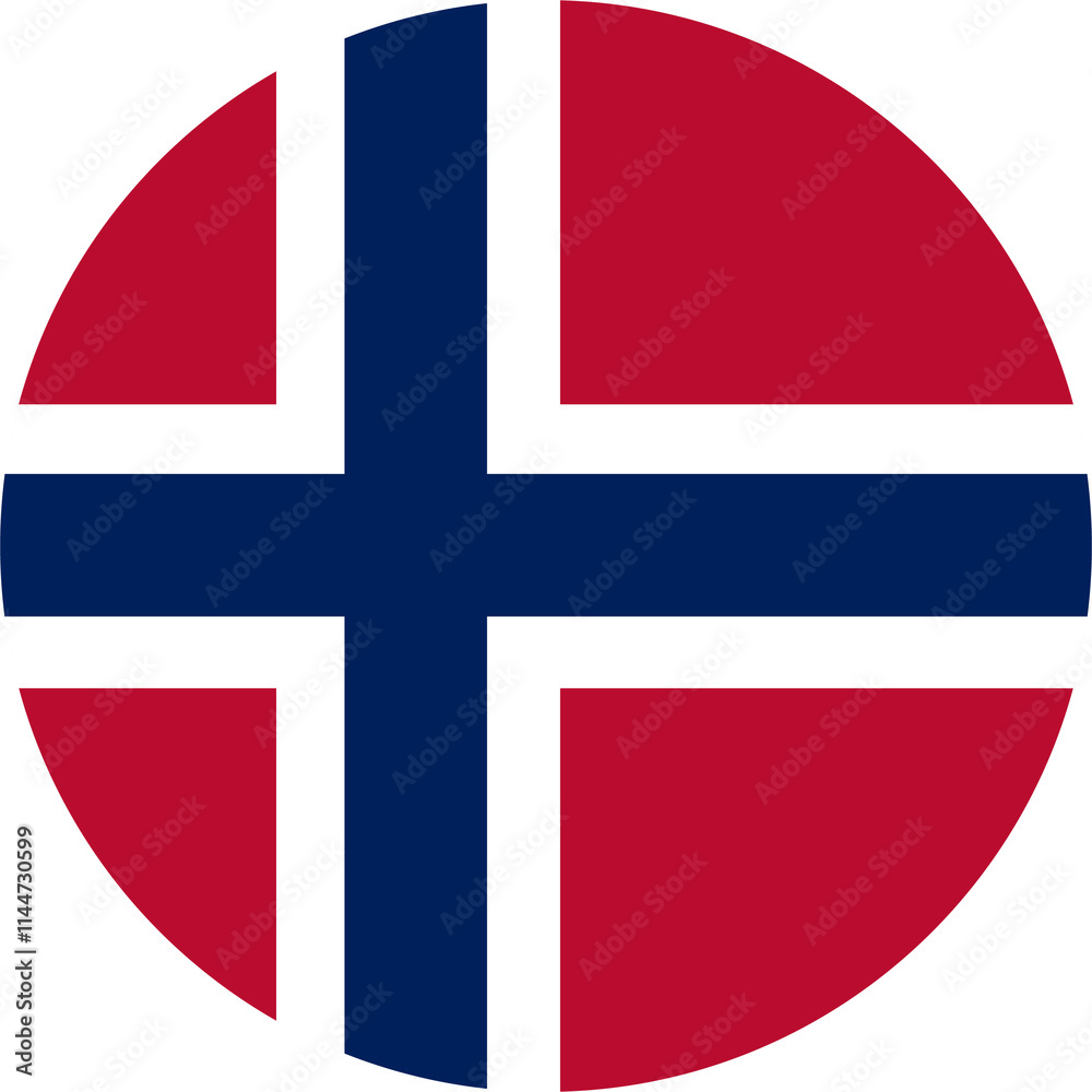Obraz premium Norway rounded icon, norwegian national flag colors circle button