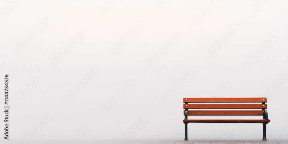 A simple wooden bench sits against a pale, empty backdrop, creating a minimalist and serene atmosphere perfect for contemplation. A simple wooden bench sits against a pale, empty backdrop, creating a minimalist and serene atmosphere perfect for contemplation.