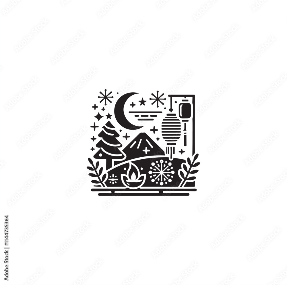 new year Black Silhouette Vector new year Black Silhouette Vector