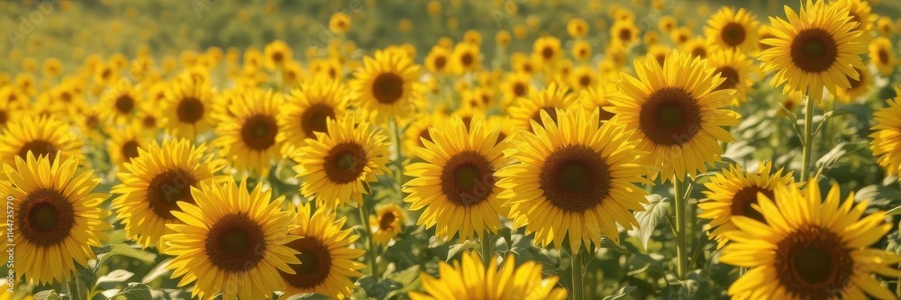 Golden sunflowers in a vibrant summer field, bathed in sunlight, august,golden hour,agriculture