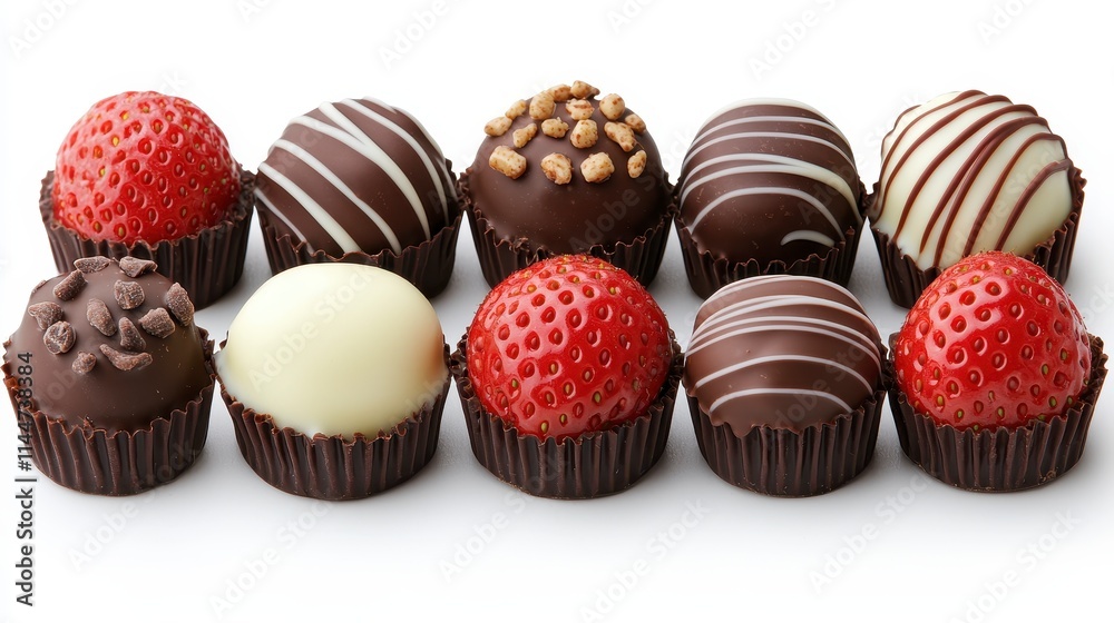 Delicious Assortment of Gourmet Chocolate Truffles and Strawberry Sweets Delicious Assortment of Gourmet Chocolate Truffles and Strawberry Sweets