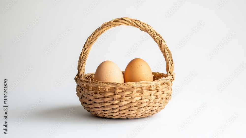 A minimalist Easter basket made of natural straw with just