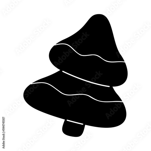 One conifer in black and white colors. Clip art for your projects.