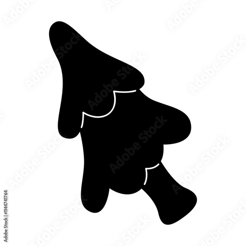 Doodle conifer in black and white colors. Clip art for your projects.