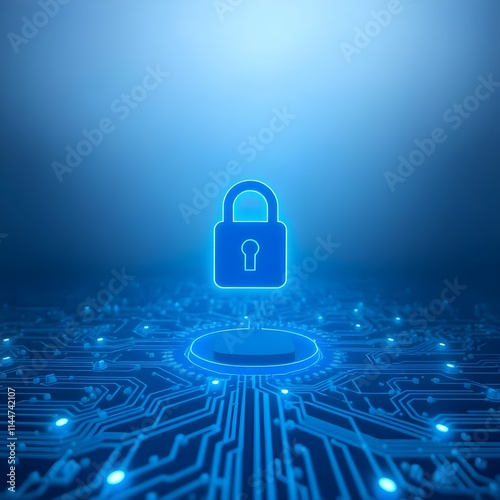 Wallpaper Mural Futuristic Digital Security Lock on a Circuit Board Background Torontodigital.ca