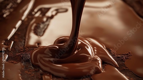 Chocolate pouring down into chocolate photo