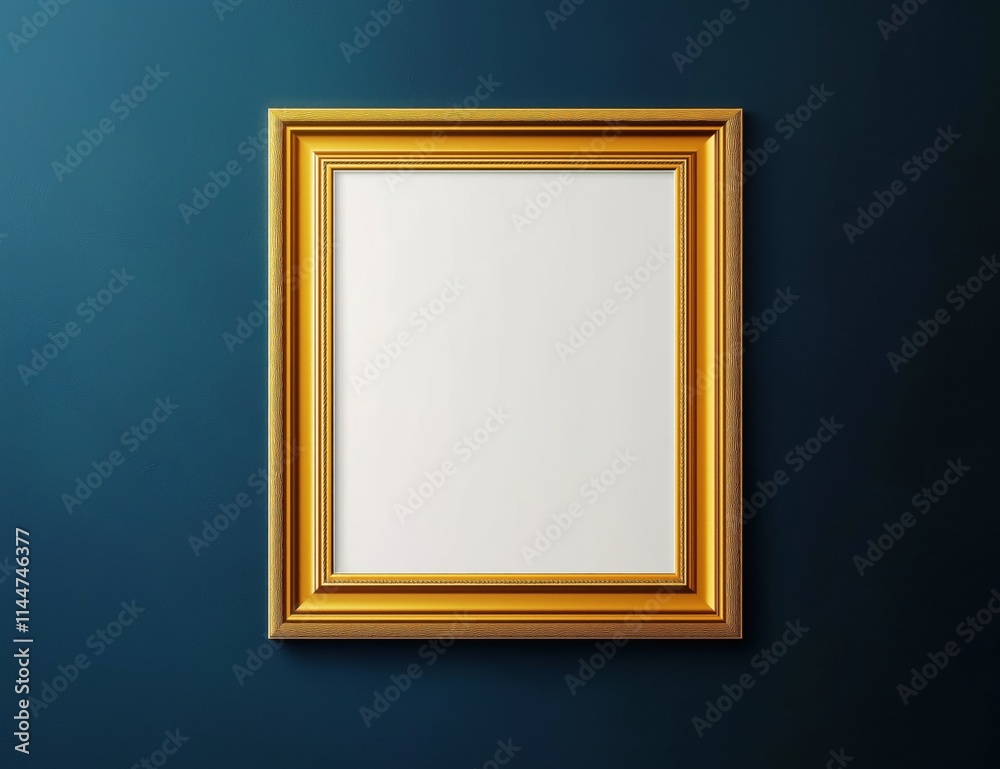 Golden picture frame on a dark blue background Golden picture frame on a dark blue background