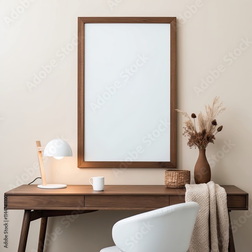 Mock up frame for presentation in minimal interior design photo