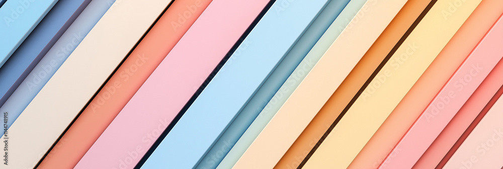 Fototapeta premium This image showcases colorful diagonal pastel lines that create a soothing and harmonious abstract design, ideal for backgrounds and creative artworks.