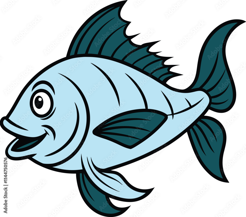 Fototapeta premium vector line art monster fish 