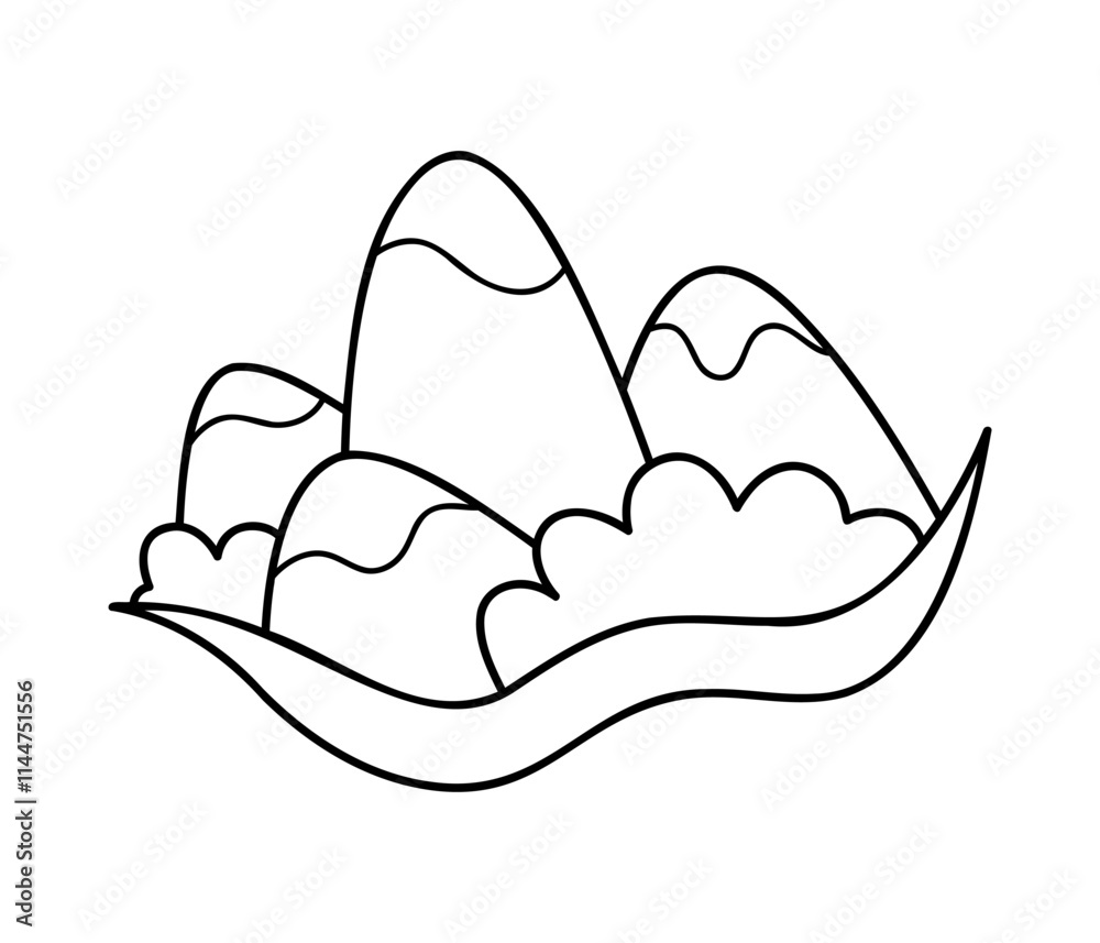 Four mountains in black outline. Clip art for your projects. Four mountains in black outline. Clip art for your projects.