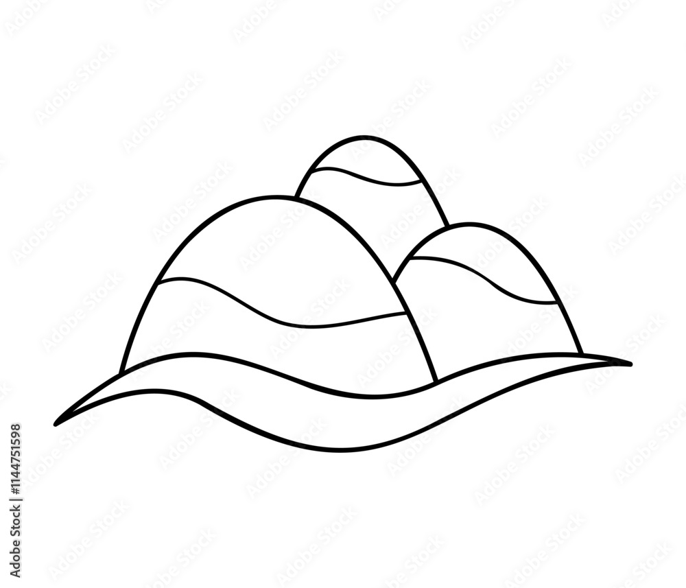 Hand drawn three mountains in black outline. Clip art for your projects. Hand drawn three mountains in black outline. Clip art for your projects.