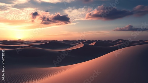 Desert landscape at sunset