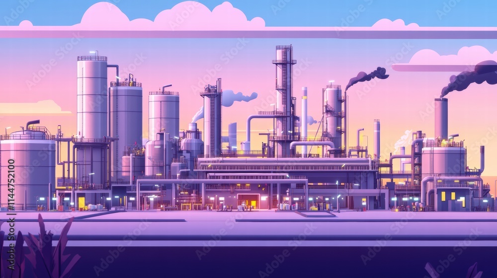 Obraz premium Engineers Collaborating at Petroleum Plant Operation