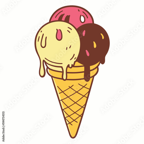 Chocolate and vanilla flavour ice-cream vector illustration