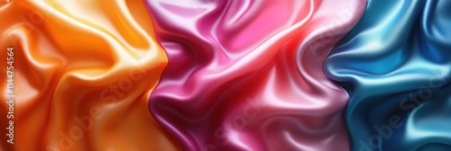 Vibrant and Flowing Multicolored Silk Fabric Displaying a Smooth Texture and Captivating Movement in a Dramatic and Artistic Presentation