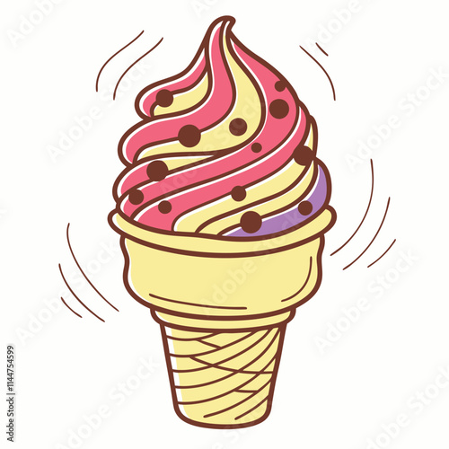 Chocolate and vanilla flavour mixed ice-cream vector