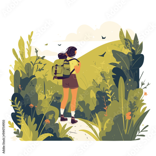 The depiction of a nature-traveling girl