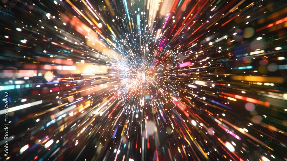 Experience a captivating digital fireworks vortex over Shanghai, showcasing vibrant colors and dynamic energy in a mesmerizing night display. Perfect for artistic projects.