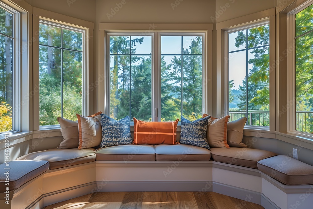 a wide horizontal window with large metal frames showcasing outside view in a living room a wide horizontal window with large metal frames showcasing outside view in a living room