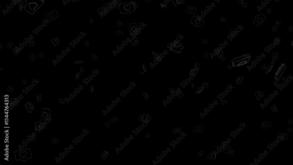 Falling Overlay Heart Messages Symbols Animation on Alpha Channel, Loop
Falling Overlay Heart Messages Symbols Animation on Alpha Channel, Loop