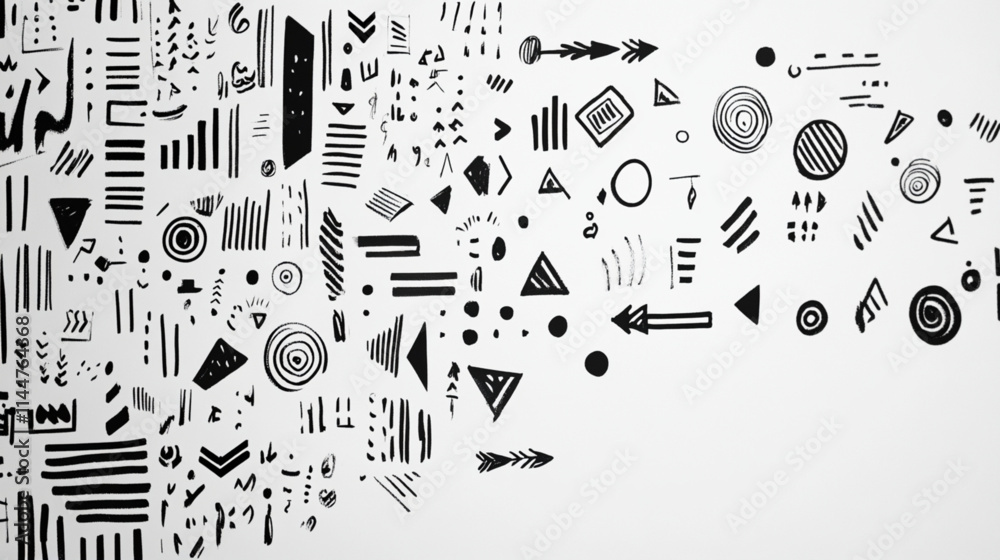Abstract doodle set with arrows, data icons, and creative symbols for infographics Abstract doodle set with arrows, data icons, and creative symbols for infographics