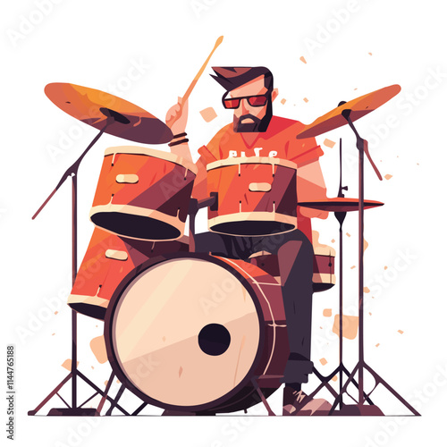 Vector illustration of a drummer