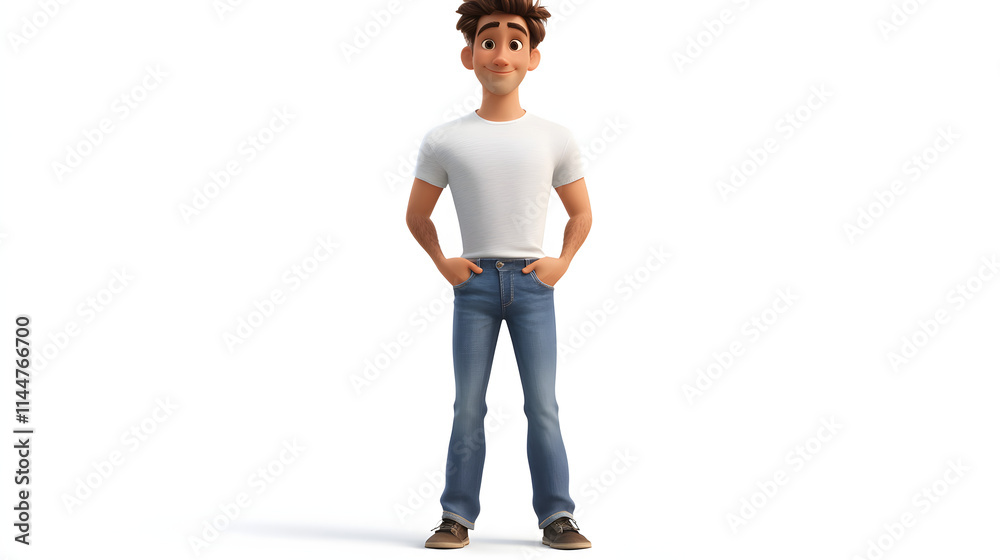 Cartoon Character Design of a Young Man in Multiple Views