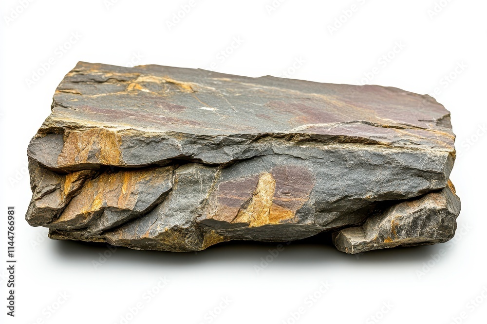 Natural Large Stone Slab with Cracks on White Background Natural Large Stone Slab with Cracks on White Background