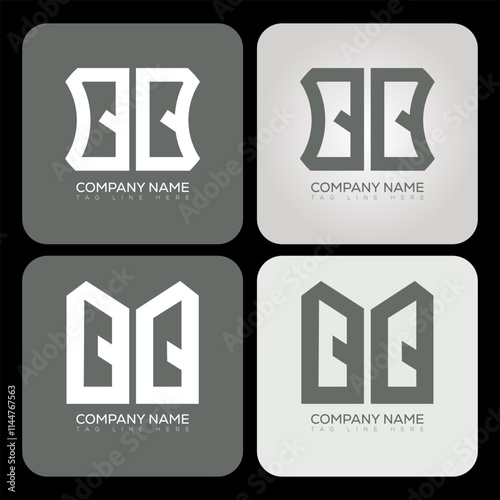 QQ polygon, hexagon, flat and simple letter logo set in one artboard. QQ minimalist and classic logo.