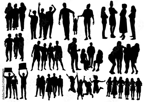 silhouettes of groups of people