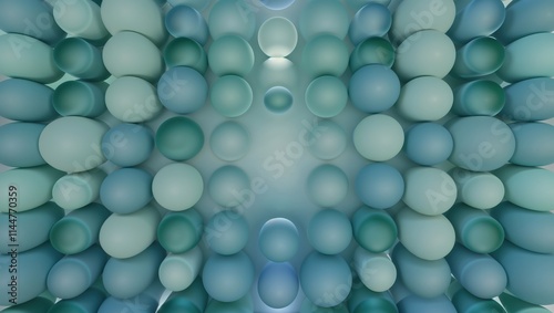 Abstract Teal Blue Sphere Background with 3D Design Elements