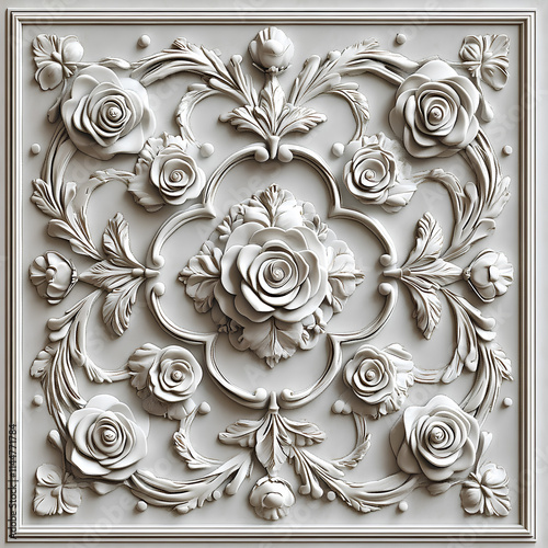 swirling details, ideal for furniture pieces like armoires photo