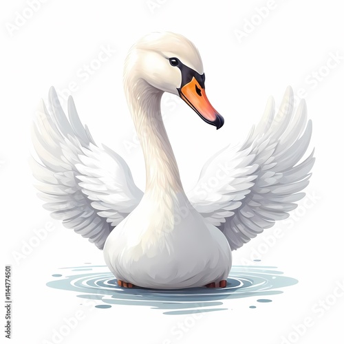 charming small swan artwork isolated on clean white backdrop photo