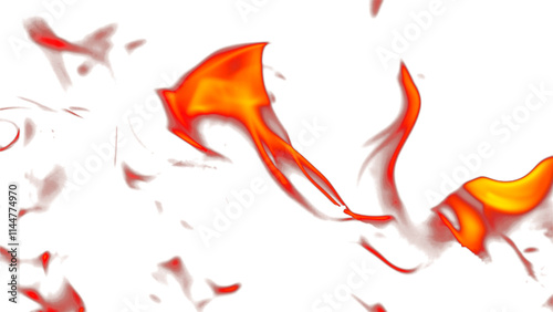 Fire flames burning with red hot sparks on transparent background and texture effects