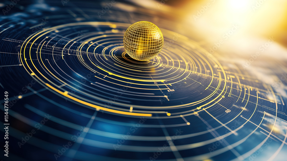 Fototapeta premium Earth axis diagram illustration showing the tilt of the Earth's rotational axis relative to its orbital plane, explaining the cause of seasonal changes and the distribution of sunlight. 