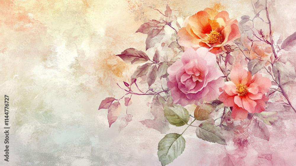 light soft floral abstract background with soft and pastel watercolor stains, Luxurious and soft color Watercolor Flower, floral background with watercolor soft pastel flowers and watercolor stains. light soft floral abstract background with soft and pastel watercolor stains, Luxurious and soft color Watercolor Flower, floral background with watercolor soft pastel flowers and watercolor stains.