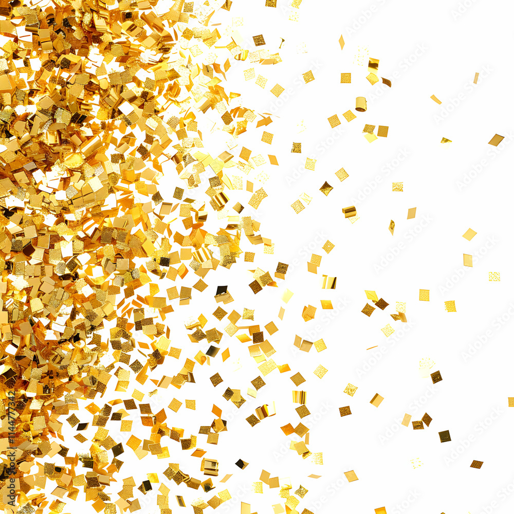 Golden Confetti Falling on Bright Background for Celebration Mood Golden Confetti Falling on Bright Background for Celebration Mood