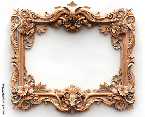 A frame of carved wood with a white background36 photo