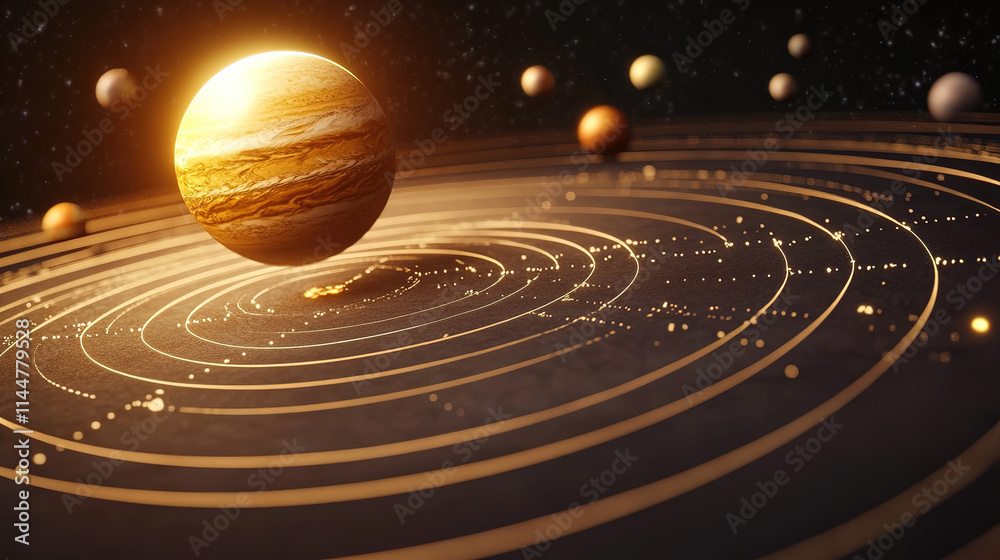 Fototapeta premium Earth axis diagram illustration showing the tilt of the Earth's rotational axis relative to its orbital plane, explaining the cause of seasonal changes and the distribution of sunlight. 