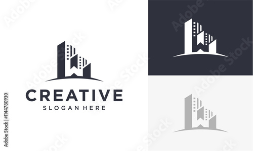 initial w building vector logo