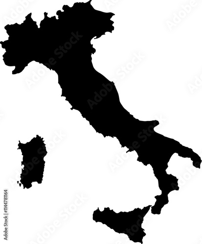 Country of Italy Silhouette Outline Graphic Design with Transparent Background	