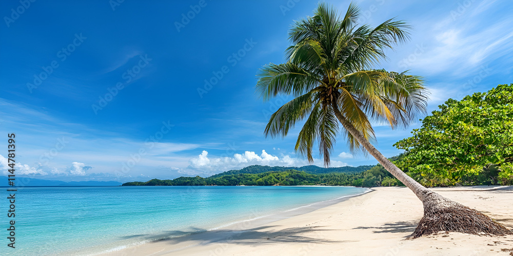 Tropical Beach with Palm Tree and Blue Ocean Tropical Beach with Palm Tree and Blue Ocean