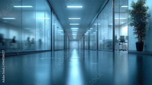 Wallpaper Mural Empty office hallway with glass partitions. Torontodigital.ca