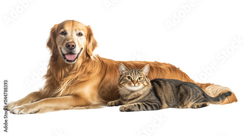Wallpaper Mural a retriever dog and cat isolated on a transparent background Torontodigital.ca