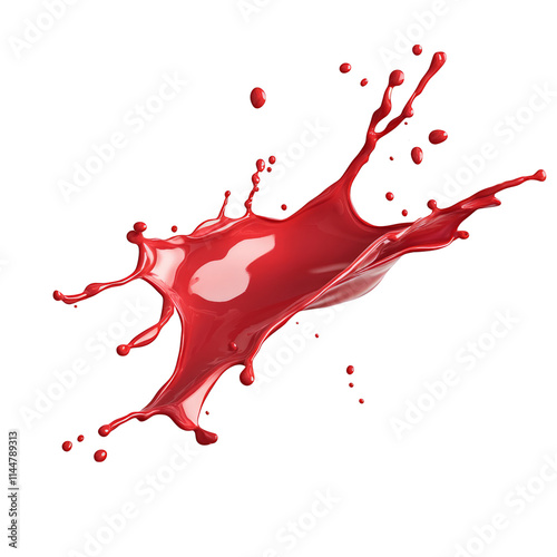 Red paint splash isolated on white background dynamic splashing of red liquid or paint for food and drink advertisement or cosmetic or paint product commercial photo