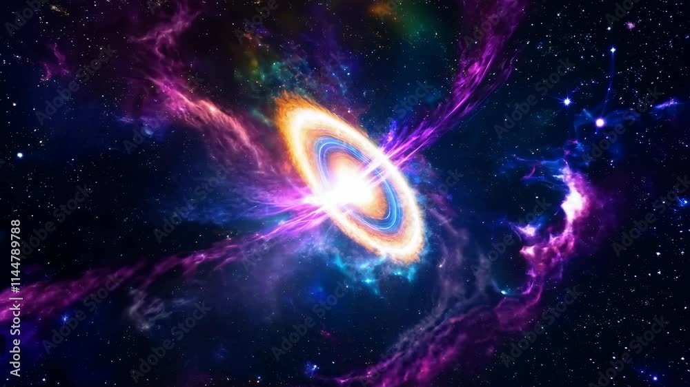 Vivid colorful nebula with glowing cosmic clouds and star clusters in outer space. Vivid colorful nebula with glowing cosmic clouds and star clusters in outer space.