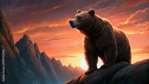 The bear appears to be looking at the camera, and the scene has a peaceful